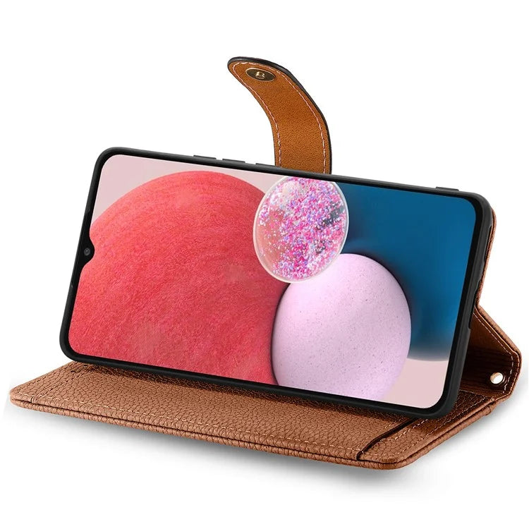 For Samsung Galaxy A13 4G Case RFID Blocking Zipper Wallet Phone Shell