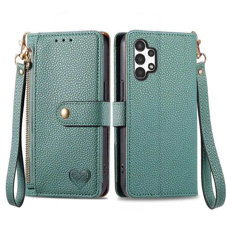 For Samsung Galaxy A13 4G Case RFID Blocking Zipper Wallet Phone Shell