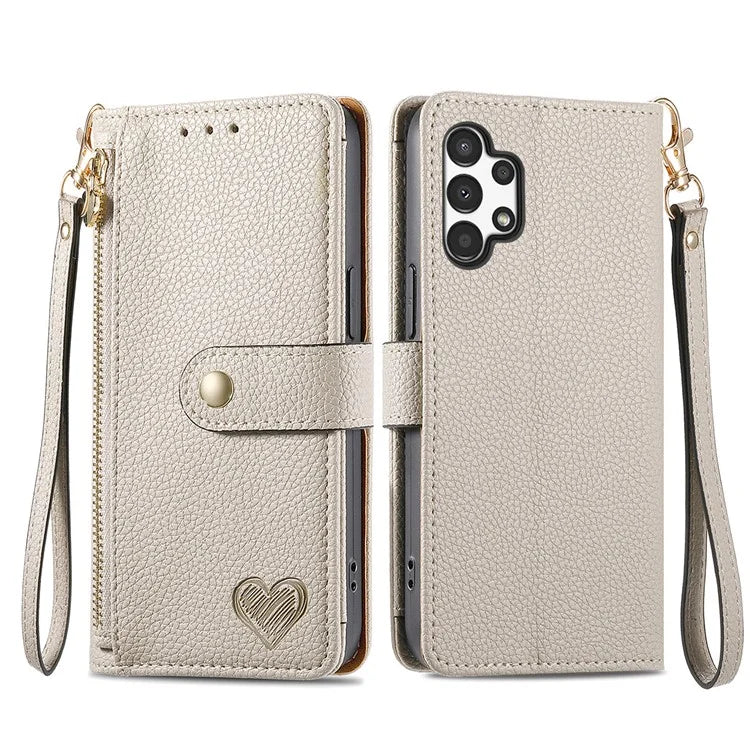 For Samsung Galaxy A13 4G Case RFID Blocking Zipper Wallet Phone Shell