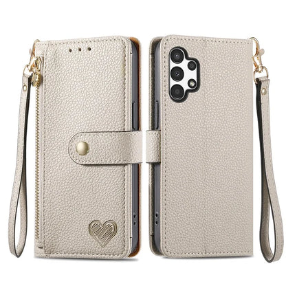 For Samsung Galaxy A13 4G Case RFID Blocking Zipper Wallet Phone Shell