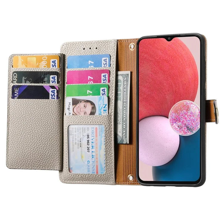 For Samsung Galaxy A13 4G Case RFID Blocking Zipper Wallet Phone Shell