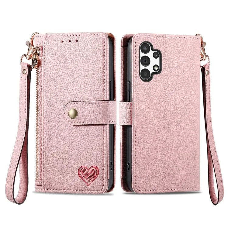For Samsung Galaxy A13 4G Case RFID Blocking Zipper Wallet Phone Shell