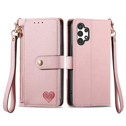 For Samsung Galaxy A13 4G Case RFID Blocking Zipper Wallet Phone Shell