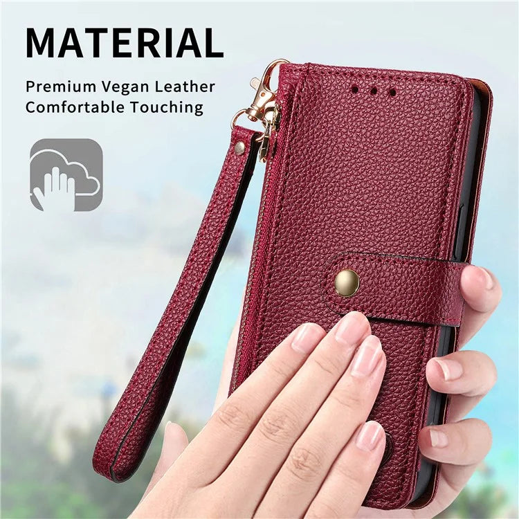 For Samsung Galaxy A13 4G Case RFID Blocking Zipper Wallet Phone Shell