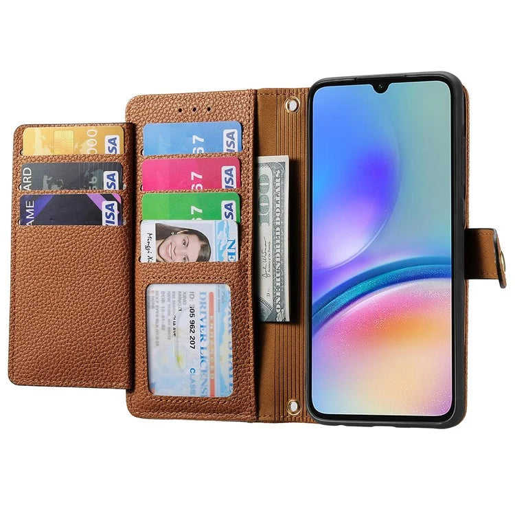 For Samsung Galaxy A05s 4G Magnetic Phone Case RFID Blocking Zipper Wallet Protective Shell