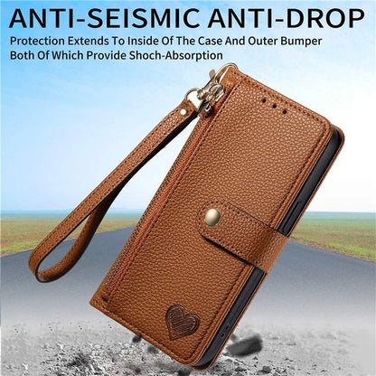 For Samsung Galaxy A05s 4G Magnetic Phone Case RFID Blocking Zipper Wallet Protective Shell