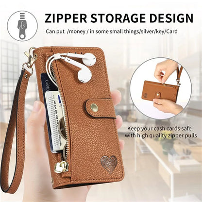 For Samsung Galaxy A05s 4G Magnetic Phone Case RFID Blocking Zipper Wallet Protective Shell