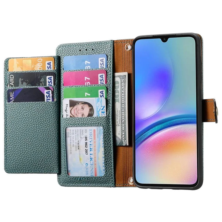 For Samsung Galaxy A05s 4G Magnetic Phone Case RFID Blocking Zipper Wallet Protective Shell