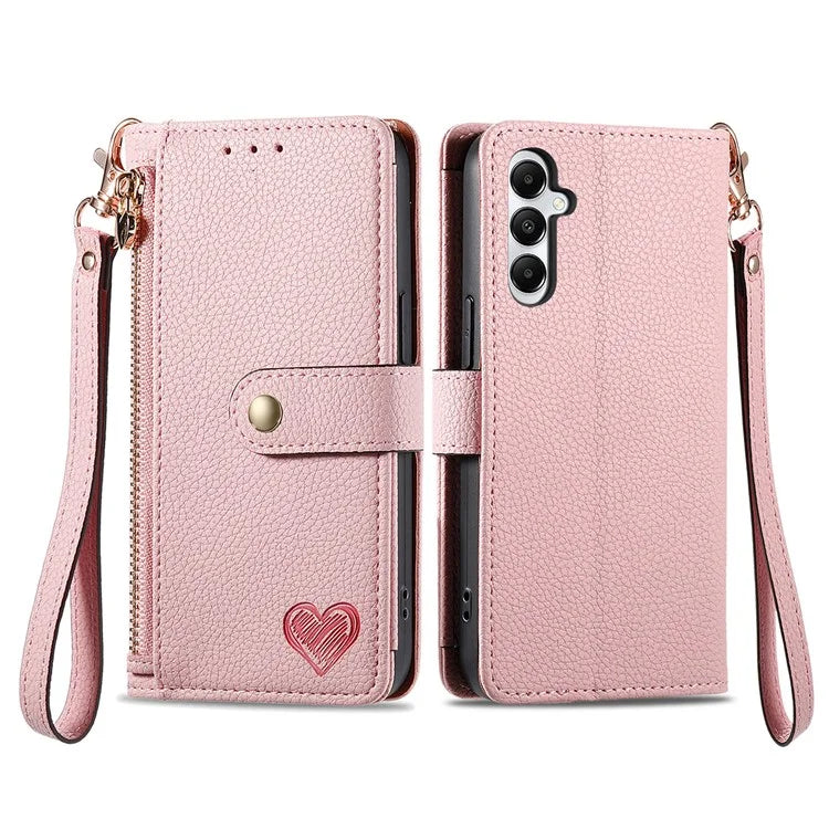 For Samsung Galaxy A05s 4G Magnetic Phone Case RFID Blocking Zipper Wallet Protective Shell