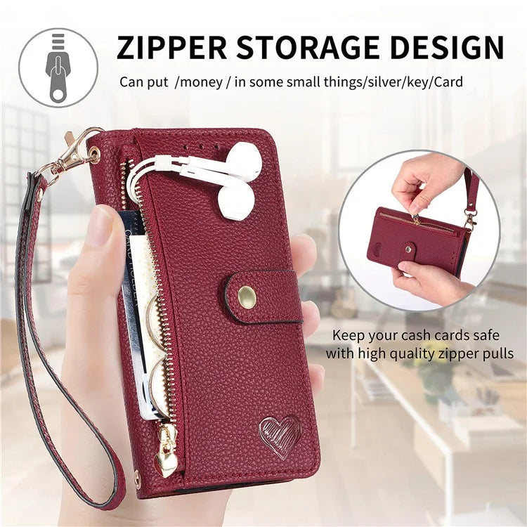 For Samsung Galaxy A05s 4G Magnetic Phone Case RFID Blocking Zipper Wallet Protective Shell