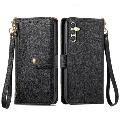 For Samsung Galaxy A24 4G (162.1 x 77.6 x 8.3mm) Leather Case RFID Blocking Zipper Wallet Phone Shell