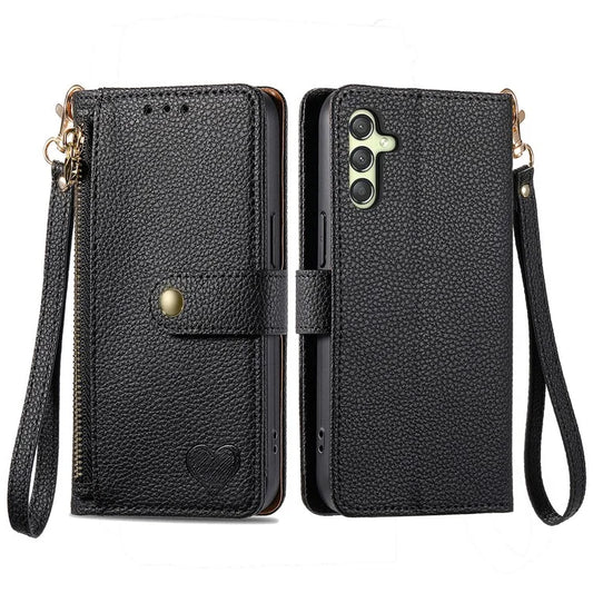 For Samsung Galaxy A24 4G (162.1 x 77.6 x 8.3mm) Leather Case RFID Blocking Zipper Wallet Phone Shell