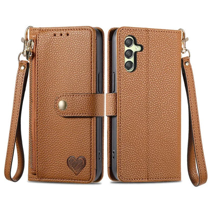 For Samsung Galaxy A24 4G (162.1 x 77.6 x 8.3mm) Leather Case RFID Blocking Zipper Wallet Phone Shell