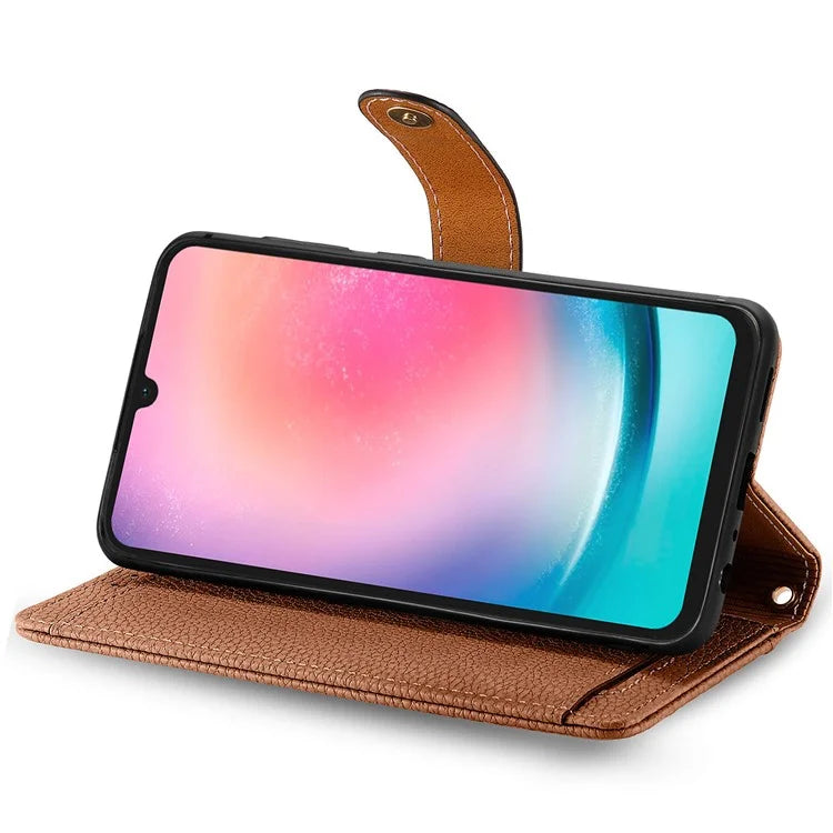 For Samsung Galaxy A24 4G (162.1 x 77.6 x 8.3mm) Leather Case RFID Blocking Zipper Wallet Phone Shell