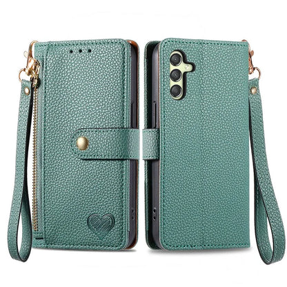 For Samsung Galaxy A24 4G (162.1 x 77.6 x 8.3mm) Leather Case RFID Blocking Zipper Wallet Phone Shell