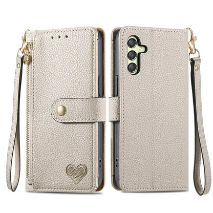 For Samsung Galaxy A24 4G (162.1 x 77.6 x 8.3mm) Leather Case RFID Blocking Zipper Wallet Phone Shell