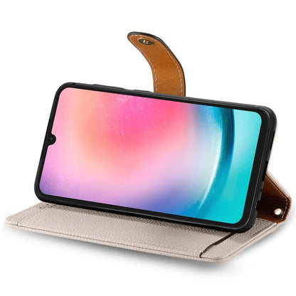 For Samsung Galaxy A24 4G (162.1 x 77.6 x 8.3mm) Leather Case RFID Blocking Zipper Wallet Phone Shell