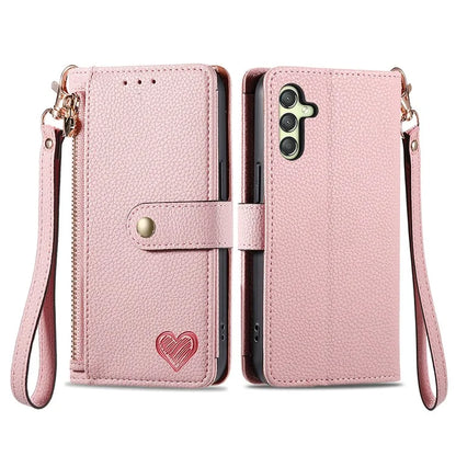 For Samsung Galaxy A24 4G (162.1 x 77.6 x 8.3mm) Leather Case RFID Blocking Zipper Wallet Phone Shell