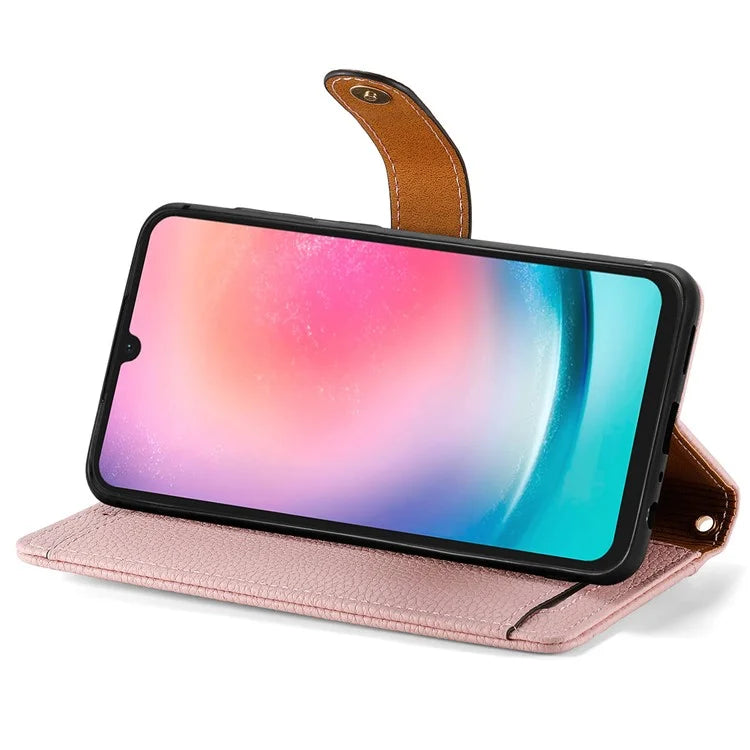 For Samsung Galaxy A24 4G (162.1 x 77.6 x 8.3mm) Leather Case RFID Blocking Zipper Wallet Phone Shell