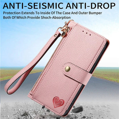 For Samsung Galaxy A24 4G (162.1 x 77.6 x 8.3mm) Leather Case RFID Blocking Zipper Wallet Phone Shell