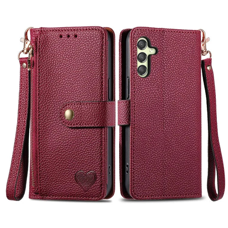 For Samsung Galaxy A24 4G (162.1 x 77.6 x 8.3mm) Leather Case RFID Blocking Zipper Wallet Phone Shell