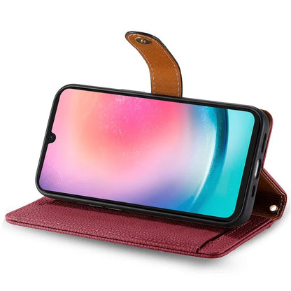 For Samsung Galaxy A24 4G (162.1 x 77.6 x 8.3mm) Leather Case RFID Blocking Zipper Wallet Phone Shell
