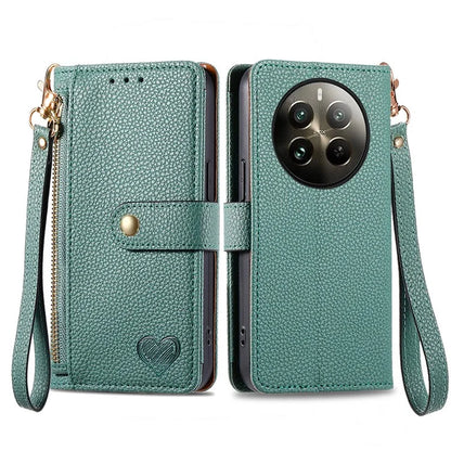For Realme 12+ 5G Wallet Case RFID Blocking Zipper Pocket Leather Phone Shell