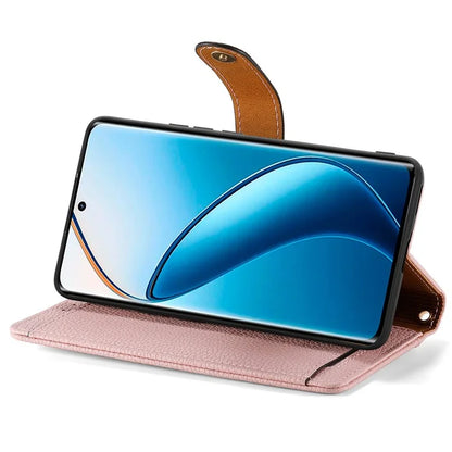 For Realme 12+ 5G Wallet Case RFID Blocking Zipper Pocket Leather Phone Shell