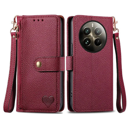 For Realme 12+ 5G Wallet Case RFID Blocking Zipper Pocket Leather Phone Shell