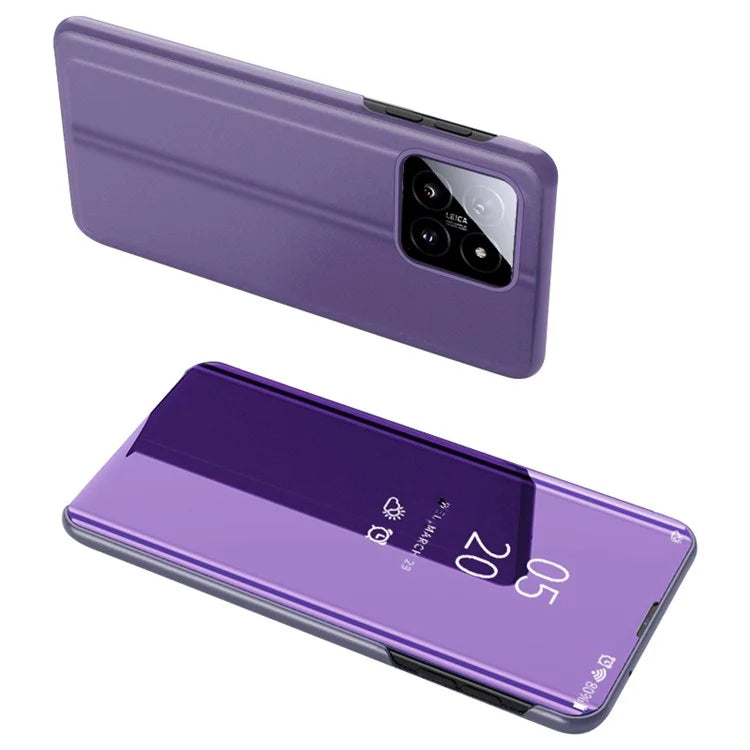 For Xiaomi 14 Case Leather+PC Stand View Window Cell Phone Cover