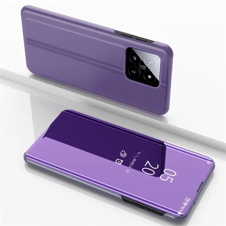 For Xiaomi 14 Case Leather+PC Stand View Window Cell Phone Cover