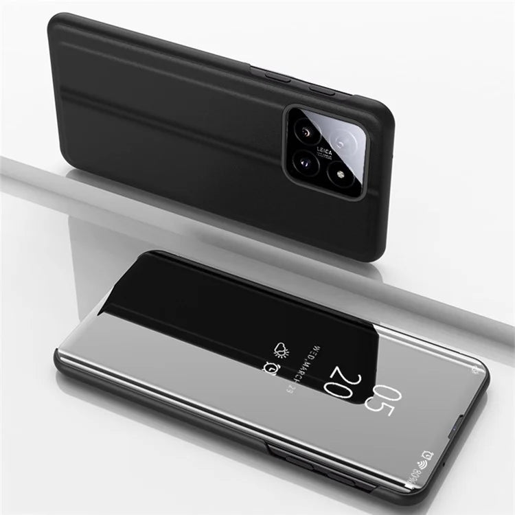 For Xiaomi 14 Case Leather+PC Stand View Window Cell Phone Cover