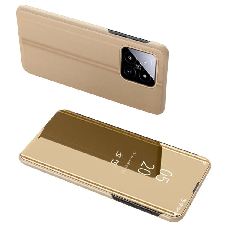 For Xiaomi 14 Case Leather+PC Stand View Window Cell Phone Cover