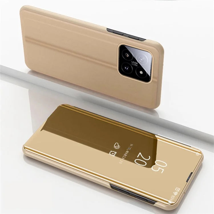 For Xiaomi 14 Case Leather+PC Stand View Window Cell Phone Cover