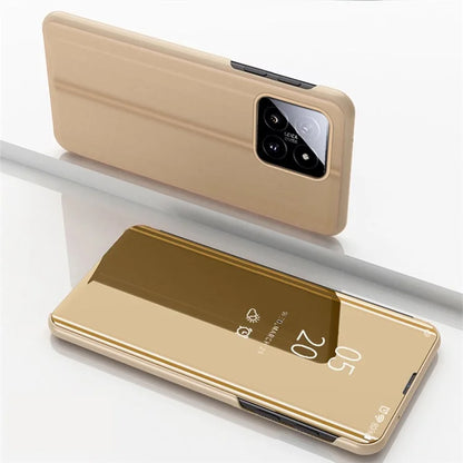 For Xiaomi 14 Case Leather+PC Stand View Window Cell Phone Cover