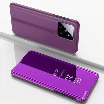 For Xiaomi 14 Case Leather+PC Stand View Window Cell Phone Cover