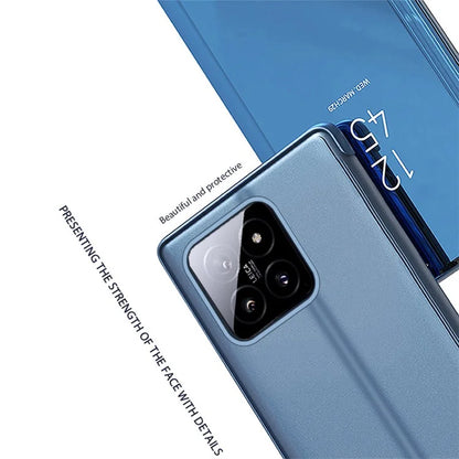 For Xiaomi 14 Case Leather+PC Stand View Window Cell Phone Cover