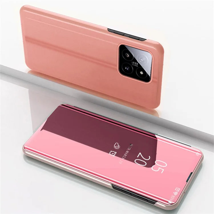 For Xiaomi 14 Case Leather+PC Stand View Window Cell Phone Cover