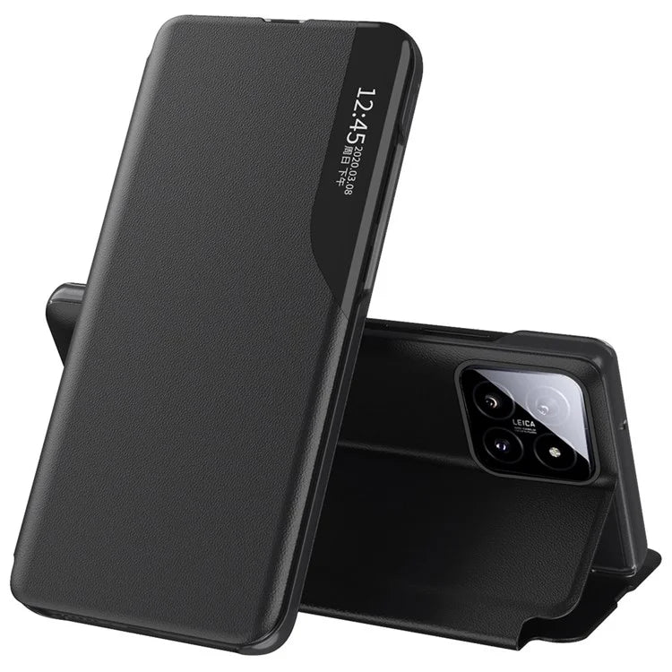 For Xiaomi 14 Pro Case Clear View Window Flip PU Leather Phone Cover