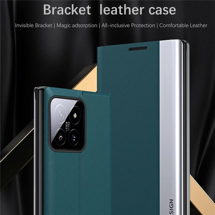 For Xiaomi 14 Pro Stand Case Drop-Proof PC+Leather Phone Guard Cover