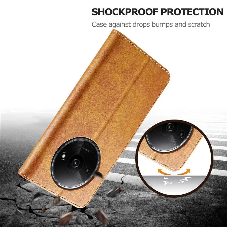 LC.IMEEKE For Xiaomi Redmi A3 / Poco C61 4G Case Calf Texture Flip Stand Shockproof Phone Cover