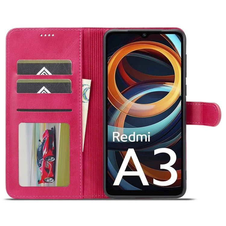 LC.IMEEKE For Xiaomi Redmi A3 / Poco C61 4G Case Calf Texture Flip Stand Shockproof Phone Cover