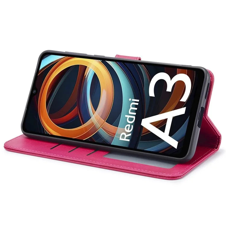 LC.IMEEKE For Xiaomi Redmi A3 / Poco C61 4G Case Calf Texture Flip Stand Shockproof Phone Cover