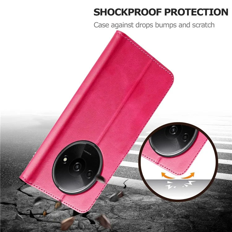 LC.IMEEKE For Xiaomi Redmi A3 / Poco C61 4G Case Calf Texture Flip Stand Shockproof Phone Cover