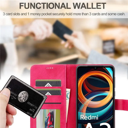 LC.IMEEKE For Xiaomi Redmi A3 / Poco C61 4G Case Calf Texture Flip Stand Shockproof Phone Cover