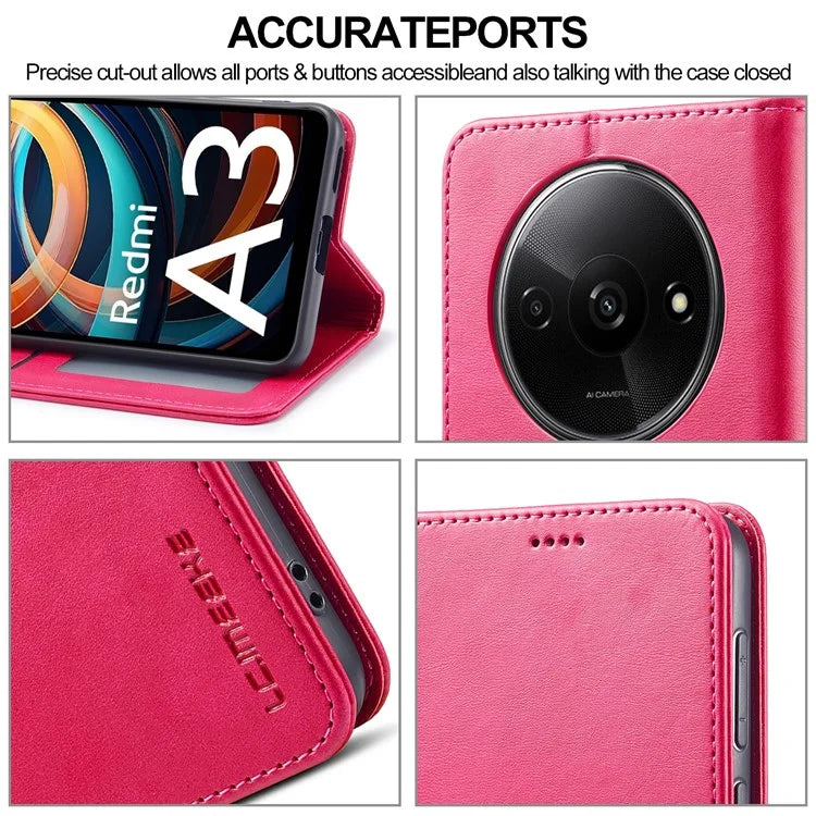 LC.IMEEKE For Xiaomi Redmi A3 / Poco C61 4G Case Calf Texture Flip Stand Shockproof Phone Cover