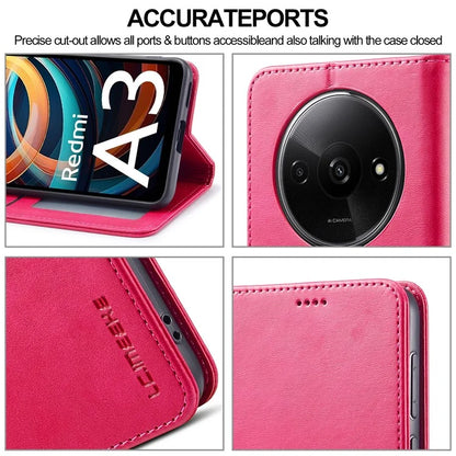 LC.IMEEKE For Xiaomi Redmi A3 / Poco C61 4G Case Calf Texture Flip Stand Shockproof Phone Cover