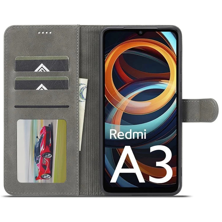 LC.IMEEKE For Xiaomi Redmi A3 / Poco C61 4G Case Calf Texture Flip Stand Shockproof Phone Cover