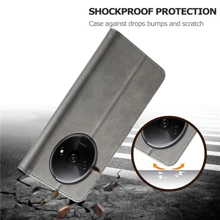 LC.IMEEKE For Xiaomi Redmi A3 / Poco C61 4G Case Calf Texture Flip Stand Shockproof Phone Cover