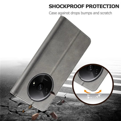 LC.IMEEKE For Xiaomi Redmi A3 / Poco C61 4G Case Calf Texture Flip Stand Shockproof Phone Cover